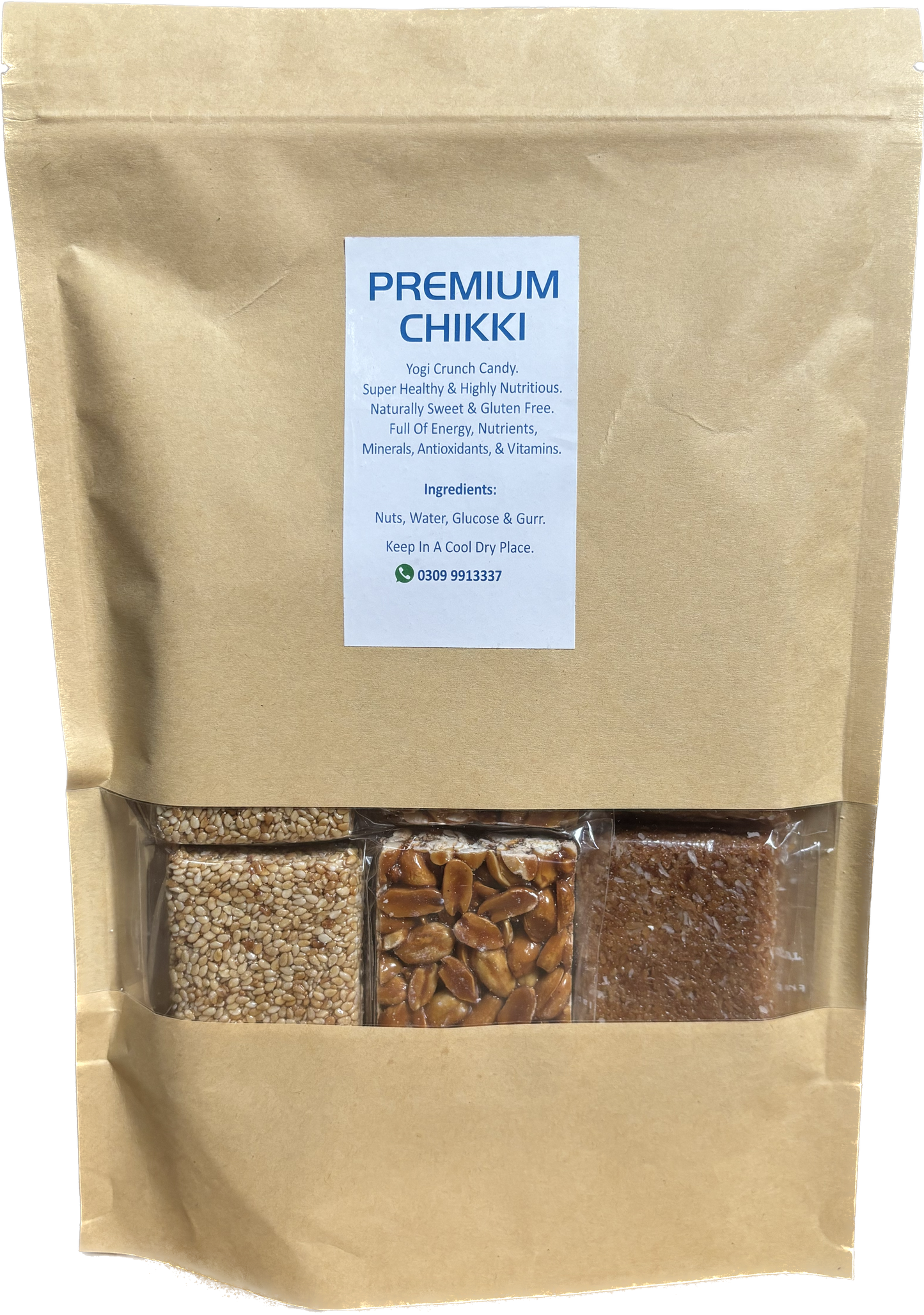 Premium Chikki Pack of 12 - Peanut, Coconut, Sesame